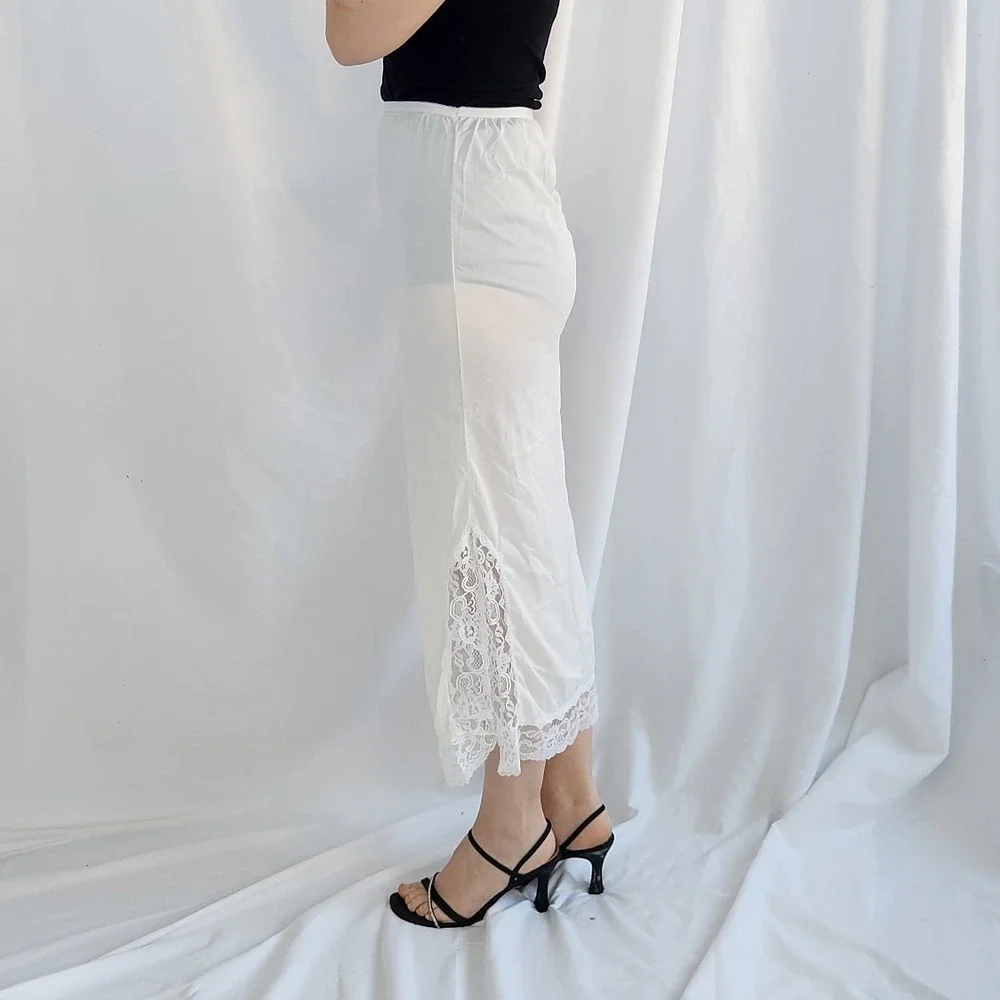 80s/90s White‎ Nylon Maxi Slip - Picture 2 of 6